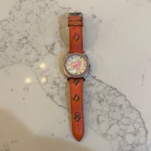 Dooney & Bourke Orange Leather Watch with Colorful Dial